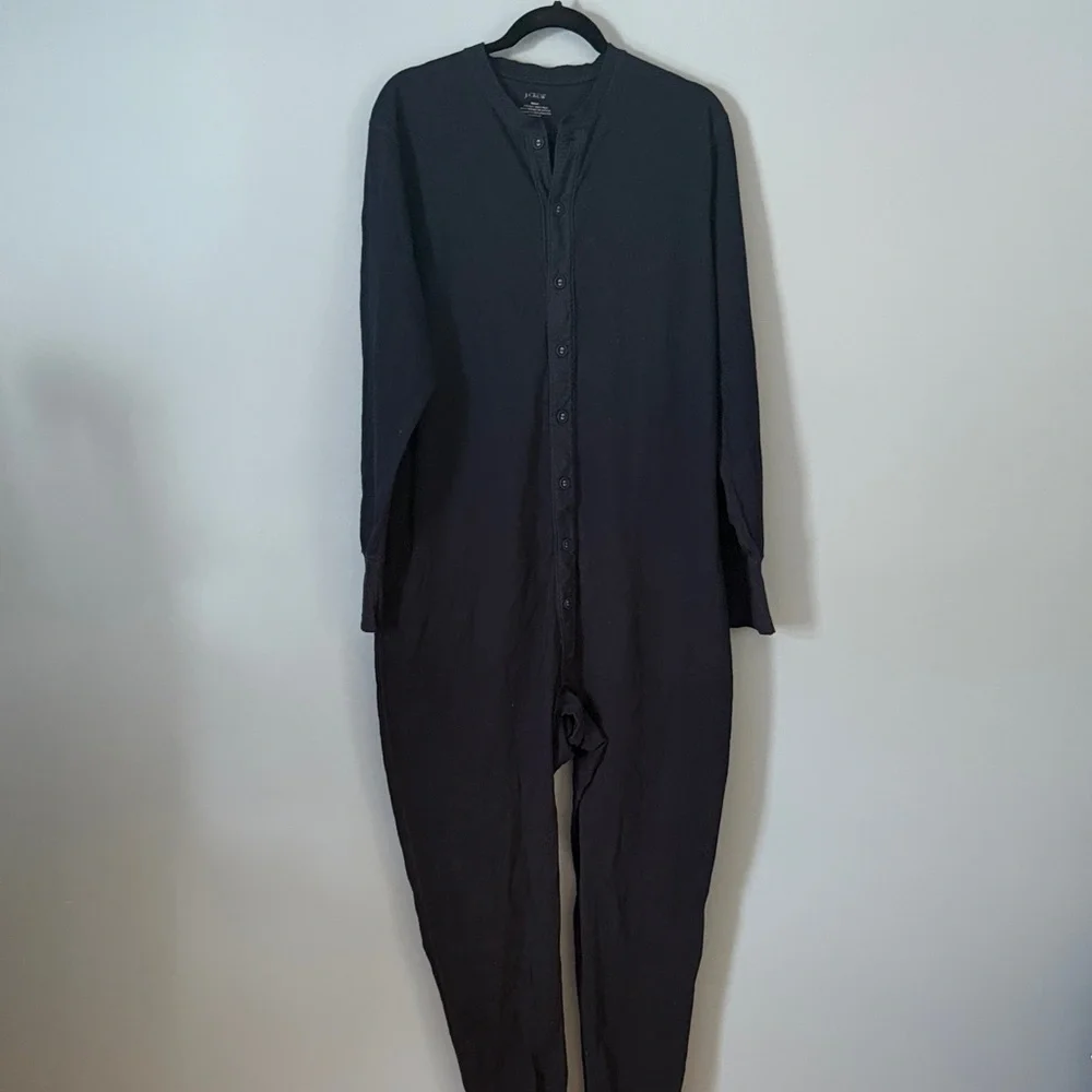 Men’s Navy J.Crew Union-suit Jumpsuit Pajamas One Piece Navy Size M 100% Cotton